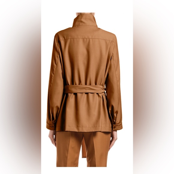 Agnona Wool Cargo-Pocket Drawstring Waist Jacket Size 38/2 Camel Brown - Picture 6 of 12